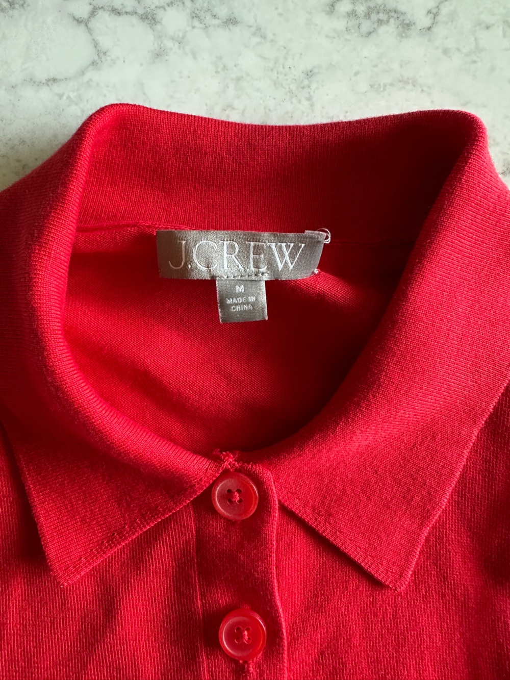 J. Crew Bright Red Short-Sleeve Polo Cardigan - Picture 3 of 5